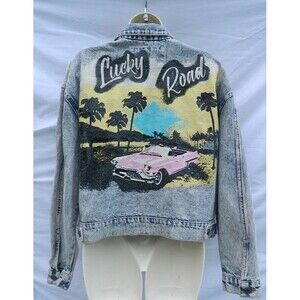 Ashley Vintage Charm Lucky Road Denim Jacket Women Size L Denim Loco Lane NWT